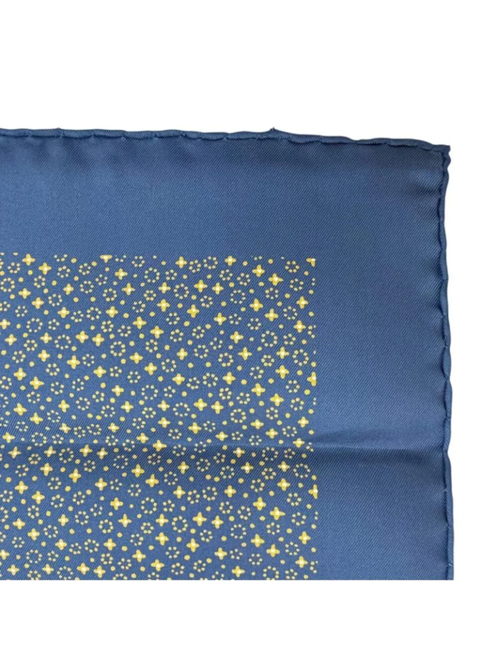Hermes Silk 100% Petit Carre 45 Gavroche All Over Pattern Scarf Navy Yellow